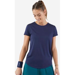 Tennisshirt voor dames dry essential 100 ronde hals marineblauw