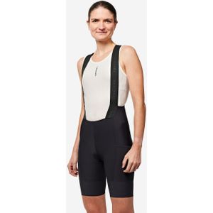 Korte fietsbroek met bretels voor dames endurance zwart