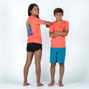 Rashguard met korte mouwen voor kinderen 100 graph oranje