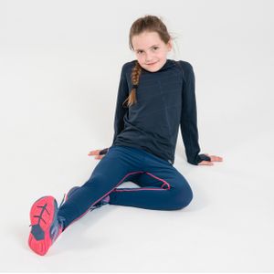 Ademend atletiek shirt met lange mouwen voor kinderen skincare marineblauw