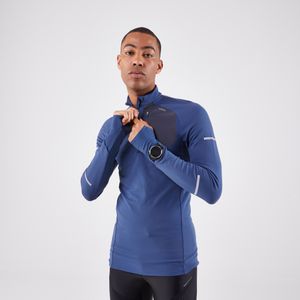 Warm hardloopshirt met rits en lange mouwen voor heren run 900 warm blauw