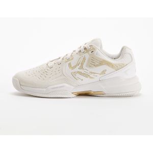 Tennisschoenen voor dames strong multicourt gebroken wit/goud