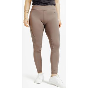 Legging voor ruitersport dames warm met silicone inzetstukken bruin