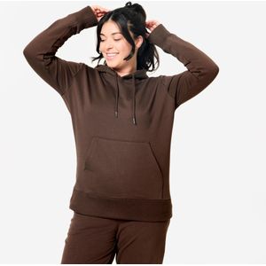 Hoodie katoen dames bruin
