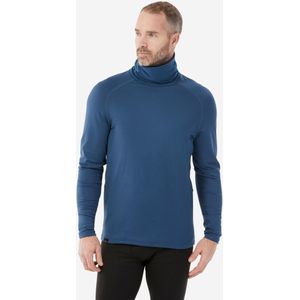 Warm en ademend thermoshirt 500 met rolkraag voor skiën heren donkerblauw
