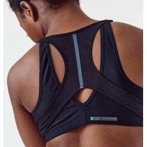 Sportbeha met rits voor dames veel ondersteuning zwart