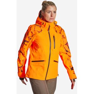 Stevige en waterdichte jachtjas voor dames supertrack 500 fluo-oranje