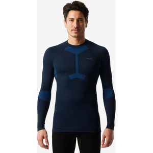 Warm thermoshirt voor skiën heren bl500 soft naadloos zwart blauw