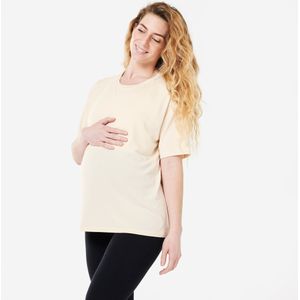 Zwangerschaps- en borstvoedings-t-shirt voor yoga korte mouwen beige