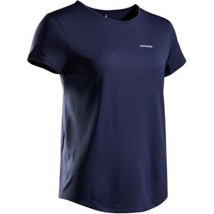 Tennisshirt voor dames dry essential 100 club ronde hals marineblauw