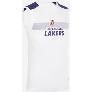 Mouwloos basketbalondershirt voor volwassenen nba los angeles lakers ut500 wit