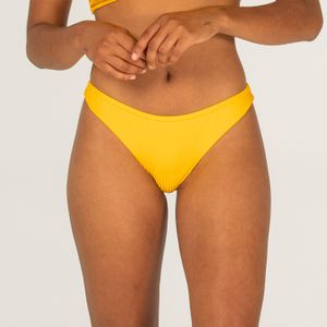 Bikinibroekje lulu hoog uitgesneden tanga geel geribd