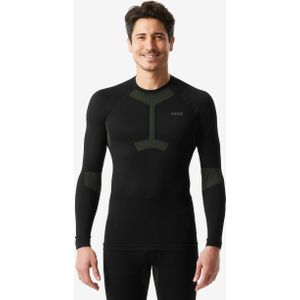 Warm thermoshirt voor skiën heren bl500 soft naadloos zwart kaki