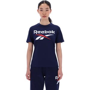 T-shirt katoen dames marineblauw