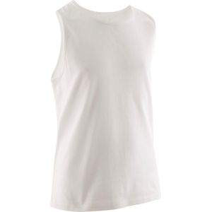 Mouwloos katoenen shirt jongens basic wit