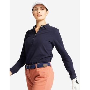 Golfpolo met lange mouwen voor dames mw500 marineblauw