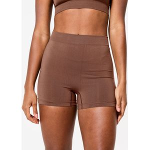 Short met hoge taille voor sport dames donkerbruin