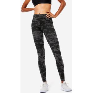 Fitness legging voor dames fit+ 500 slim fit zwart met print