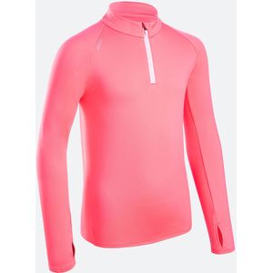 Warm hardloopshirt met lange mouwen voor kinderen warm+ halve rits roze