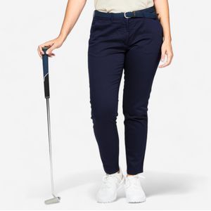 Golf chino broek dames katoen mw500 marineblauw