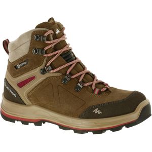 Waterdichte lederen trekkingschoenen voor dames mt100 hoog beige