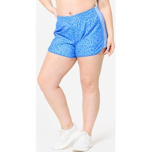 Lichte en korte fitnesshort marineblauw met lichtblauwe strook