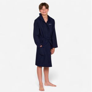 Compacte microvezel kinderbadjas met capuchon donkerblauw