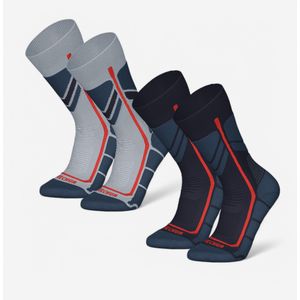 Warme wandelsokken sh500 blauw/grijs 2 paar