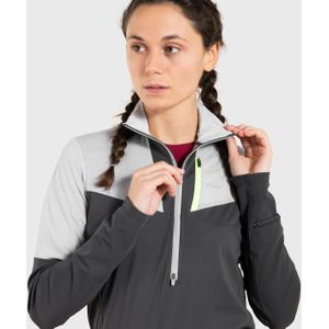 Softshell damesshirt voor traillopen met lange mouwen grijs