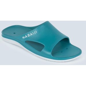 Badslippers heren 500 new turquoise wit