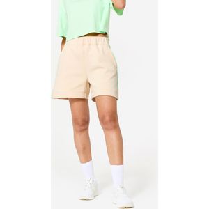 Wijde fitnesshort voor dames beige wit