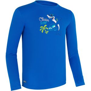 Uv-shirt met lange mouwen voor kinderen (4-8 j.) blauw met print