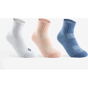 Halfhoge sportsokken rs 500 voor kinderen roze/wit/blauw set van 3 paar