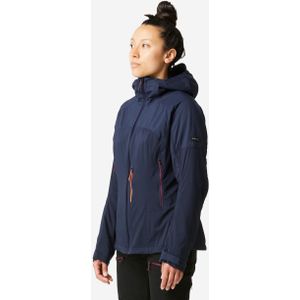 Winddichte softshell jas voor bergtrekking dames mt900 marineblauw