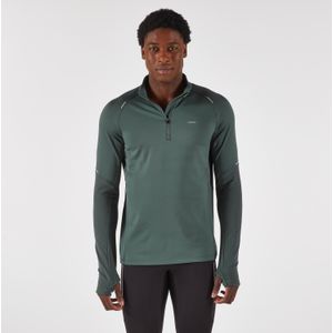 Hardloopshirt met lange mouwen voor heren run 500 1/2 rits kaki