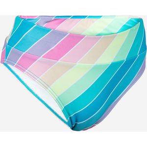 Bikinibroekje voor meisjes 500 bao rainbow stripes turquoise