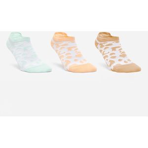 Fitnesssokken dames onzichtbaar 3 paar groen/bruin/oranje