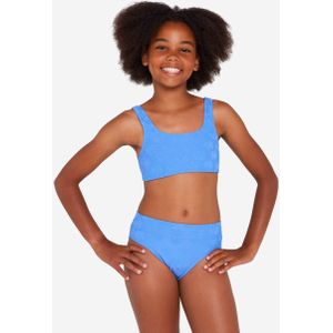 Meisjes bikiniset, bralette & high waist broekje, 500 lao miami blauw