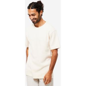 Yoga t-shirt voor heren wafelstof beige