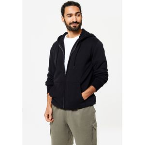 Molton capuchonvest voor fitness heren zwart