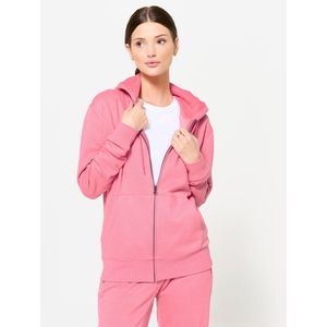 Fitnesshoodie met rits voor dames roze