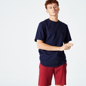 Fitness-t-shirt voor heren 500 essentials marineblauw