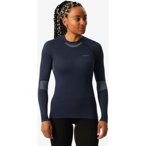 Comfortabel thermoshirt voor skiën dames bl500 soft naadloos marineblauw