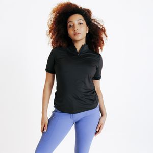 Poloshirt voor paardrijden dames heritage korte mouwen zwart