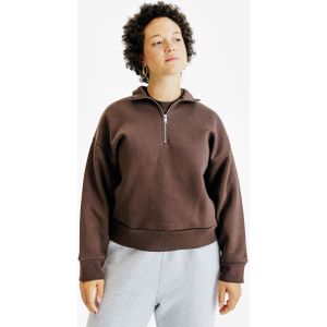 Damessweater met halve rits elementals bruin
