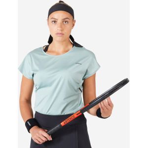 Tennisshirt met ronde hals voor dames dry 500 grijsgroen