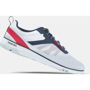 Zeilschoenen voor heren en dames race lichtgrijs blauw rood