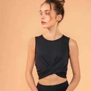 Crop top voor yoga premium zwart