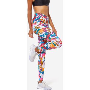 Fitness legging voor dames fit+ 500 slim fit multicolor met print