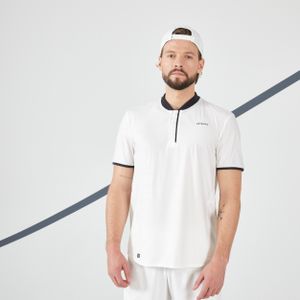 Tennisshirt met korte mouwen voor heren dry+ gebroken wit
